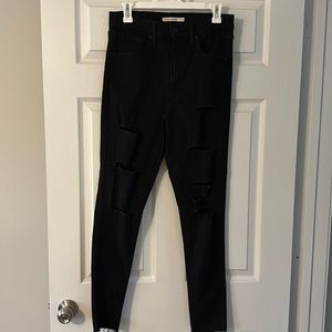 Levi’s Mile High Super Skinny Ripped Black Jeans
